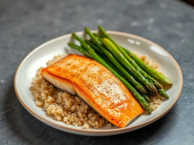 Baked Salmon with Steamed Asparagus and Quinoa